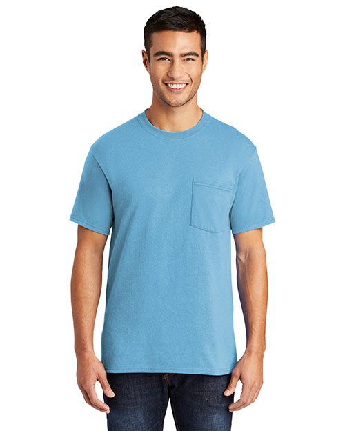 Port & Company PC55PT Men Tall 50/50 Cotton/Poly Tshirt With Pocket Aquatic Blue at bigntallapparel