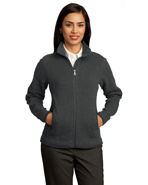 Red House RH55 Women Sweater Fleece Full-Zip Jacket Grey Heather at bigntallapparel