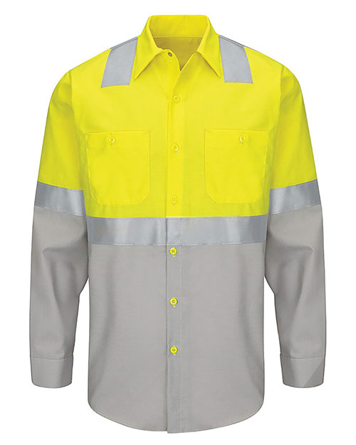 Red Kap SY14L  Enhanced & Hi-Visibility Long Sleeve Work Shirt - Long Sizes