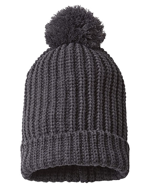 Richardson 143R  Chunky Cable with Cuff & Pom Beanie