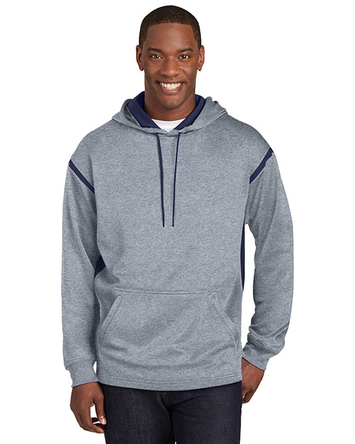 Sport-Tek F246 Men Tech Fleece Hooded Sweatshirt Grey Heather/True Navy at bigntallapparel