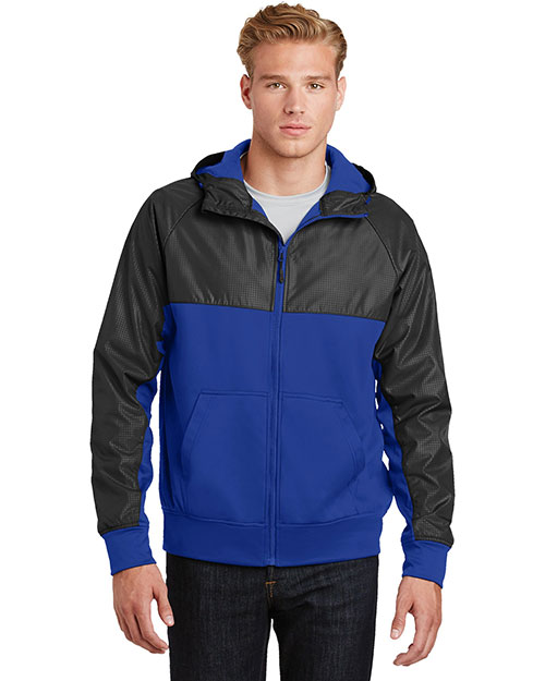  Sport-Tek Embossed Hybrid Full-Zip Hooded Jacket. JST50