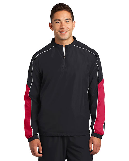  Sport-Tek Piped Colorblock 1/4-Zip Wind Shirt. JST64