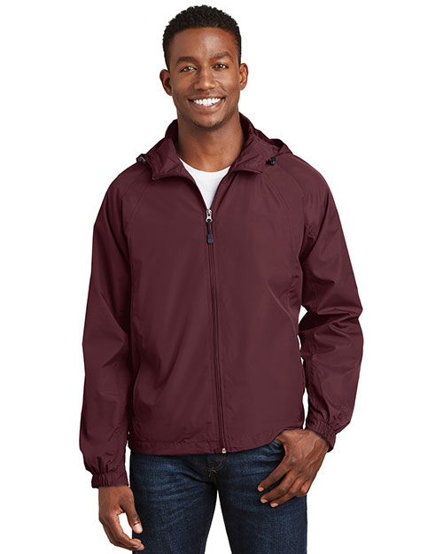 Sport-Tek JST73 Men Hooded Raglan Jacket Maroon at bigntallapparel