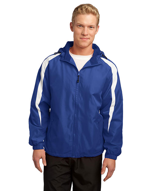 Sport-Tek JST81 Men Fleece-Lined Colorblock Jacket True Royal/White at bigntallapparel