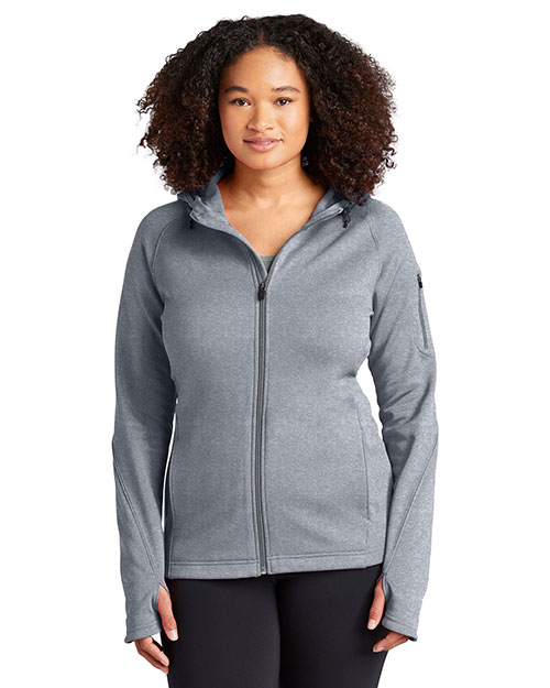 Sport-Tek L248 Women Tech Fleece Full-Zip Hooded Jacket Grey Heather at bigntallapparel