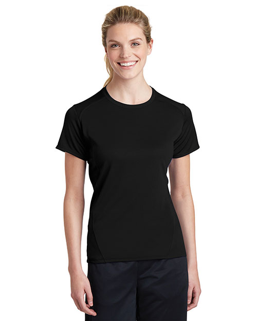 Sport-Tek L473 Women Dry Zone Raglan Accent T-Shirt Black at bigntallapparel