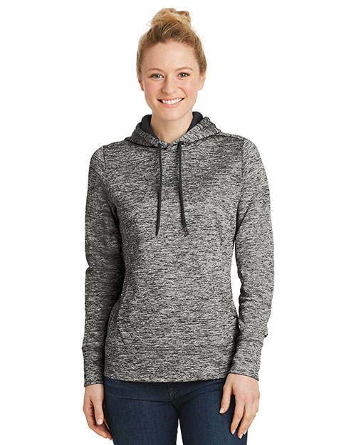 Sport-Tek Ladies PosiCharge Electric Heather Fleece Hooded Pullover. LST225