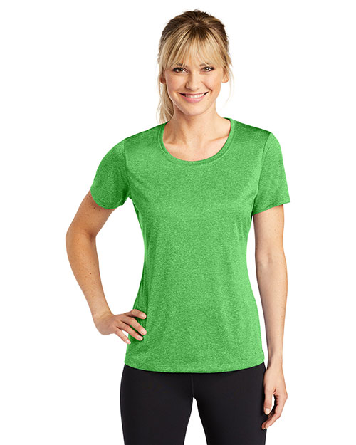 Sport-Tek LST360 Women Heather Contender Scoop Neck Tee Turf Grn Hthr at bigntallapparel
