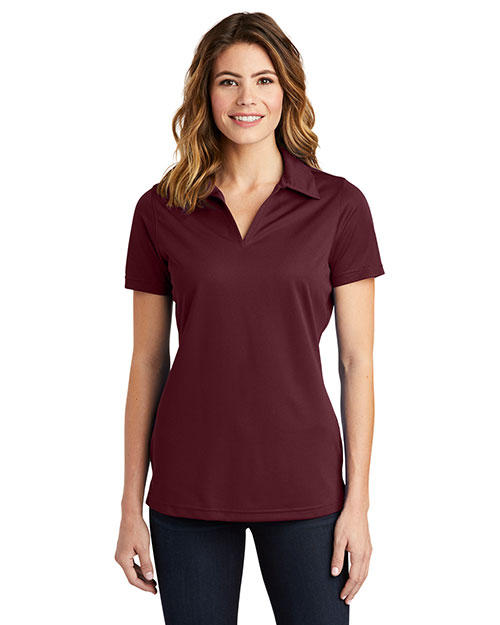Sport-Tek LST690 Women Active Textured Polo Maroon at bigntallapparel