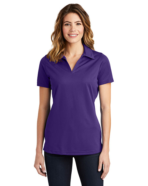Sport-Tek LST690 Women Active Textured Polo Purple at bigntallapparel
