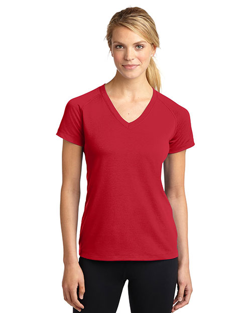 Sport-Tek LST700 Women Ultimate Performance V-Neck True Red at bigntallapparel