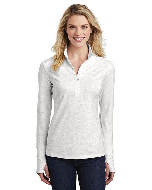 Sport-Tek Ladies Sport-Wick Stretch Reflective Heather 1/2-Zip Pullover. LST855