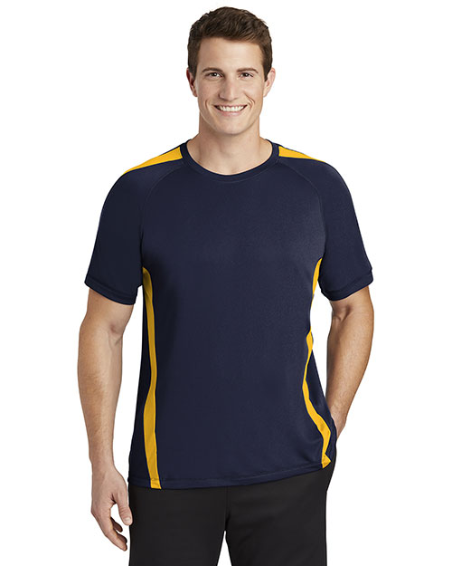 Sport-Tek ST351 Men Colorblock Competitor? Tee Tr Navy/Gold at bigntallapparel