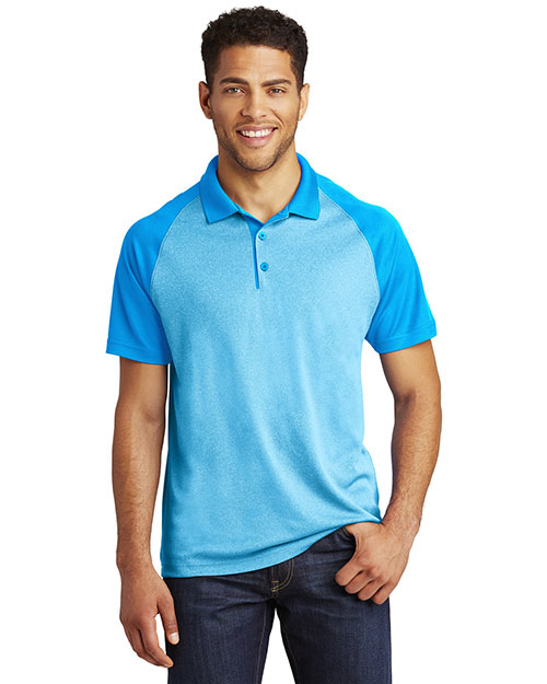 Sport-Tek PosiCharge RacerMesh Raglan Heather Block Polo. ST641
