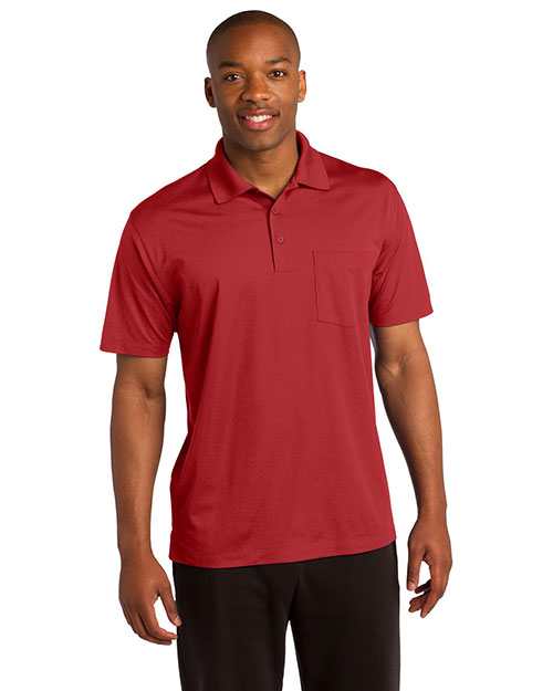 Sport-Tek ST651 Men Micropique Sportwick Pocket Polo True Red at bigntallapparel