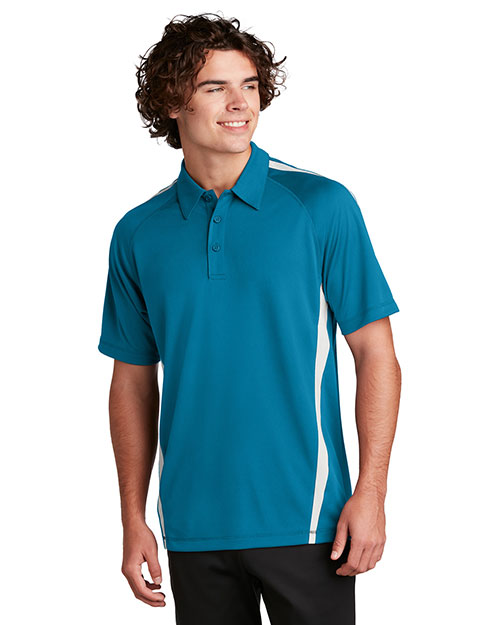 Sport-Tek ST685 Men Posicharge Micromesh? Colorblock Polo Blue Wake/Wht at bigntallapparel