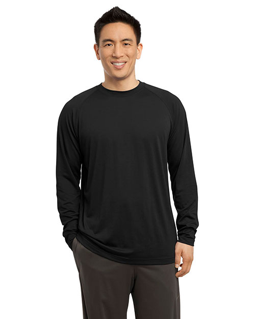 Sport-Tek ST700LS Men Long Sleeve Ultimate Performance Crew Black at bigntallapparel