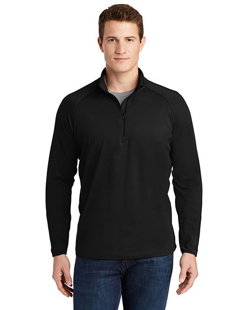 Sport-Tek ST850 Men Sport Wick Stretch 1/2 Zip Pullover Black at bigntallapparel