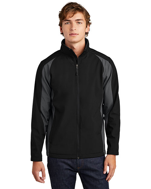 Sport-Tek ST970 Men Piped Tricot Track Jacket. Jst92 Black/Iron Gry at bigntallapparel