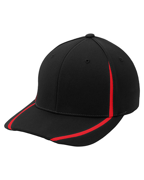 Sport-Tek STC16  Flexfit Performance Colorblock Cap Black/True Red at bigntallapparel