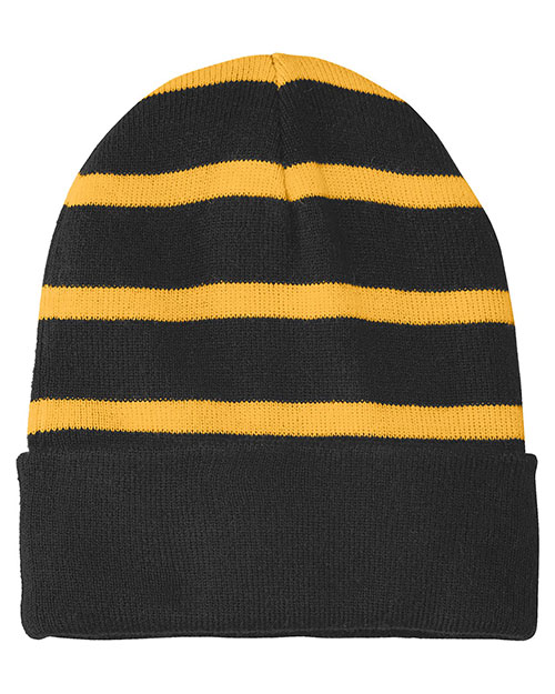 Sport-Tek Striped Beanie with Solid Band. STC31