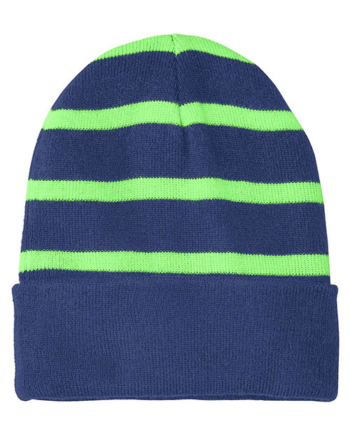 Sport-Tek Striped Beanie with Solid Band. STC31