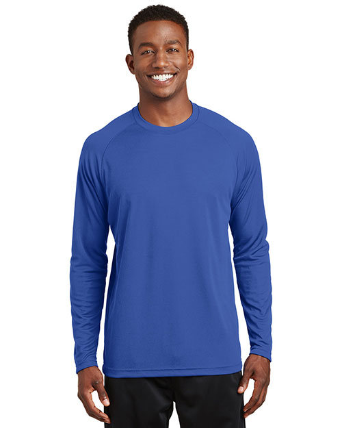 Sport-Tek T473LS Men Dry Zone Long Sleeve Raglan T Shirt True Royal at bigntallapparel