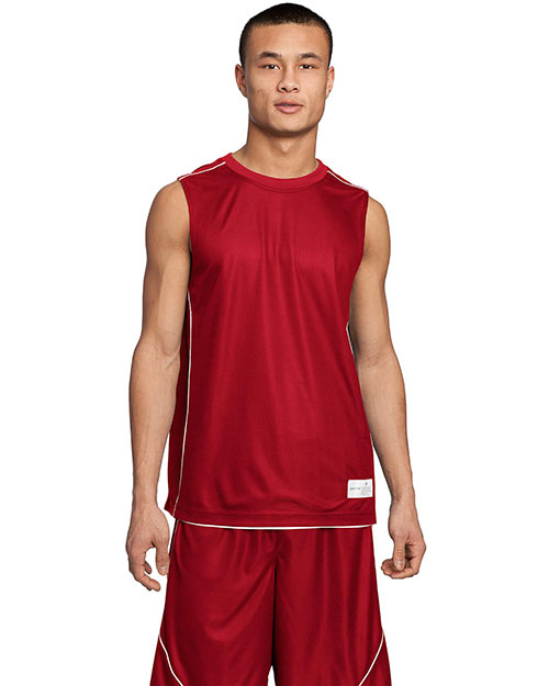 Sport-Tek T555 Men Posicharge Mesh Reversible Sleeveless Tee True Red at bigntallapparel