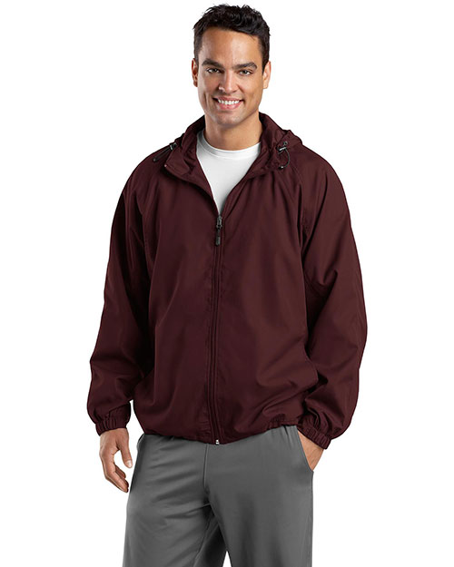 Sport-Tek TJST73 Men Tall Hooded Raglan Jacket Maroon at bigntallapparel