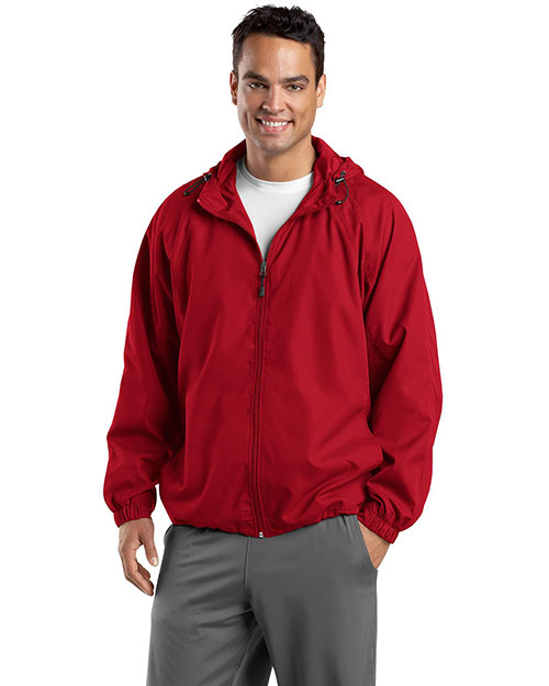 Sport-Tek TJST73 Men Tall Hooded Raglan Jacket True Red at bigntallapparel