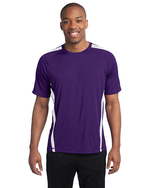 Sport-Tek TST351 Men Tall Colorblock Competitor? Tee Purple/White at bigntallapparel