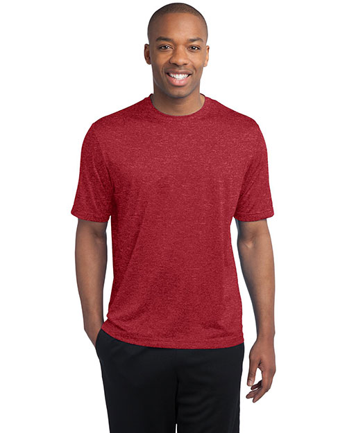 Sport-Tek TST360 Men Tall Heather Contender Tee Scarlet Hthr at bigntallapparel