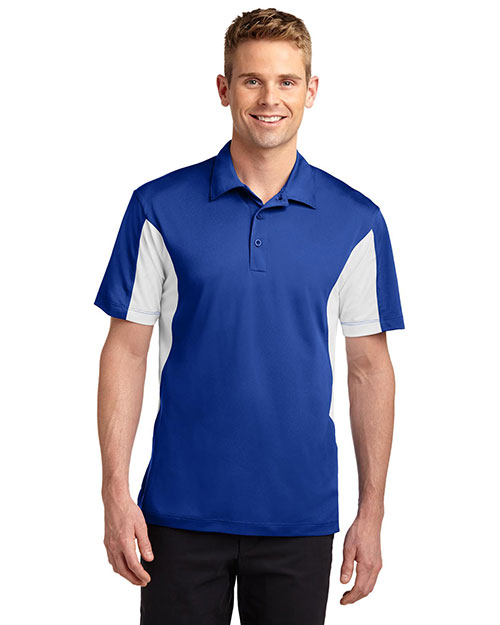 Sport-Tek TST655 Men Tall Side Blocked Micropique Sportwick Polo Tr Royal/White at bigntallapparel