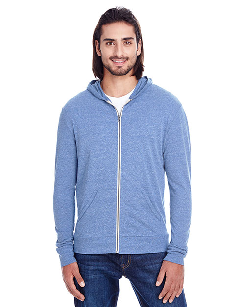 Threadfast Apparel 302Z Men Unisex Triblend Full-Zip Light Hoodie