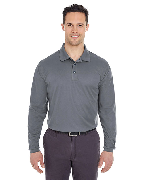 UltraClub 8210LS Men Adult Cool & Dry Long-Sleeve Mesh Piqué Polo
