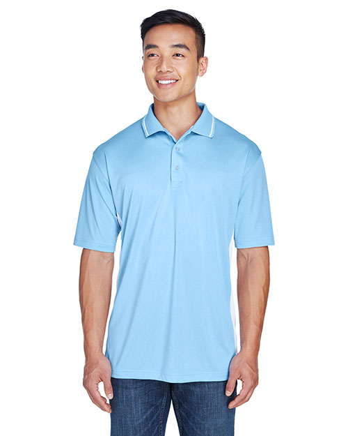 Ultraclub 8406 Men Performance Polo Shirt Columbia Blue/ White at bigntallapparel