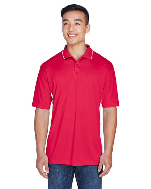 Ultraclub 8406 Men Performance Polo Shirt Red/ White at bigntallapparel