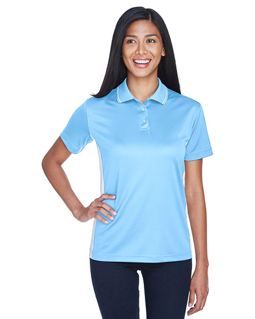 Ultraclub 8406L Women Cool & Dry Sport Twotone Polo Columbia Blue/ White at bigntallapparel