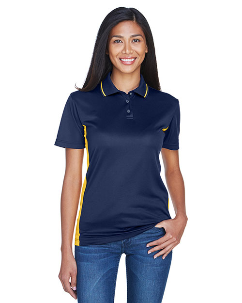 Ultraclub 8406L Women Cool & Dry Sport Twotone Polo Navy/ Gold at bigntallapparel