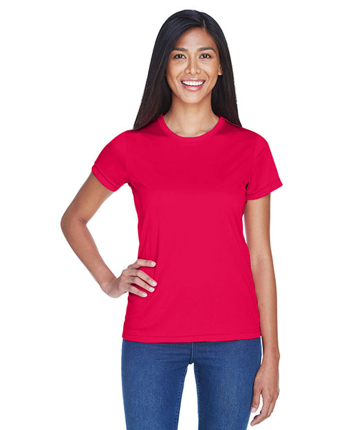 Ultraclub 8420L Women Cool & Dry Sport Performance Interlock Tee Red at bigntallapparel