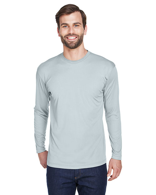 Ultraclub 8422 Men Cool & Dry Long Sleeve Tee Grey at bigntallapparel