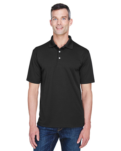 Ultraclub 8445 Men Cool & Dry Stainrelease Performance Polo Black at bigntallapparel