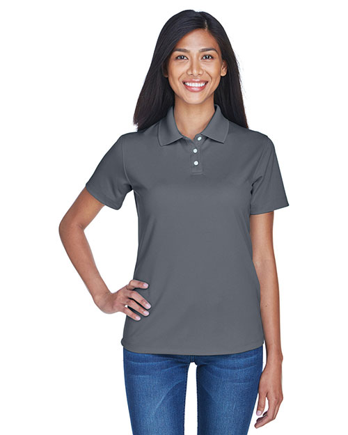 Ultraclub 8445L Women Cool & Dry Stainrelease Performance Polo Charcoal at bigntallapparel