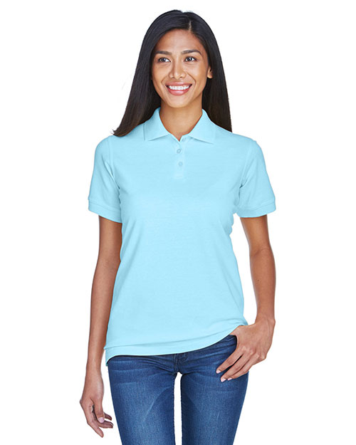 Ultraclub 8530 Women Classic Pique Polo Baby Blue at bigntallapparel