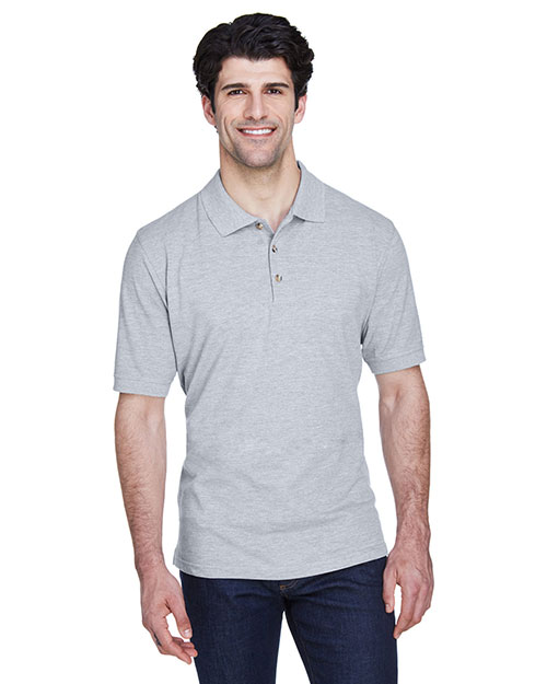 Ultraclub 8535 Men Classic Pique Polo Heather Grey (90/10) at bigntallapparel