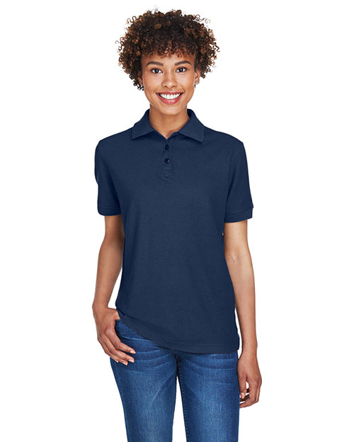 Ultraclub 8541 Women Whisper Pique Polo Navy at bigntallapparel