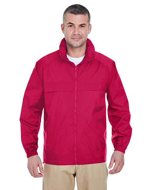 Ultraclub 8929 Men Zip Packaway Jacket Red at bigntallapparel