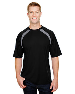 A4 N3001  Men's Spartan Short Sleeve Color Block Crew Neck T-Shirt