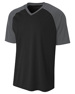 A4 N3373  Adult Polyester V-Neck Strike Jersey with Contrast Sleeve